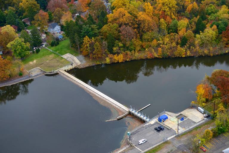 Oradell Dam on the Oradell Reservoir